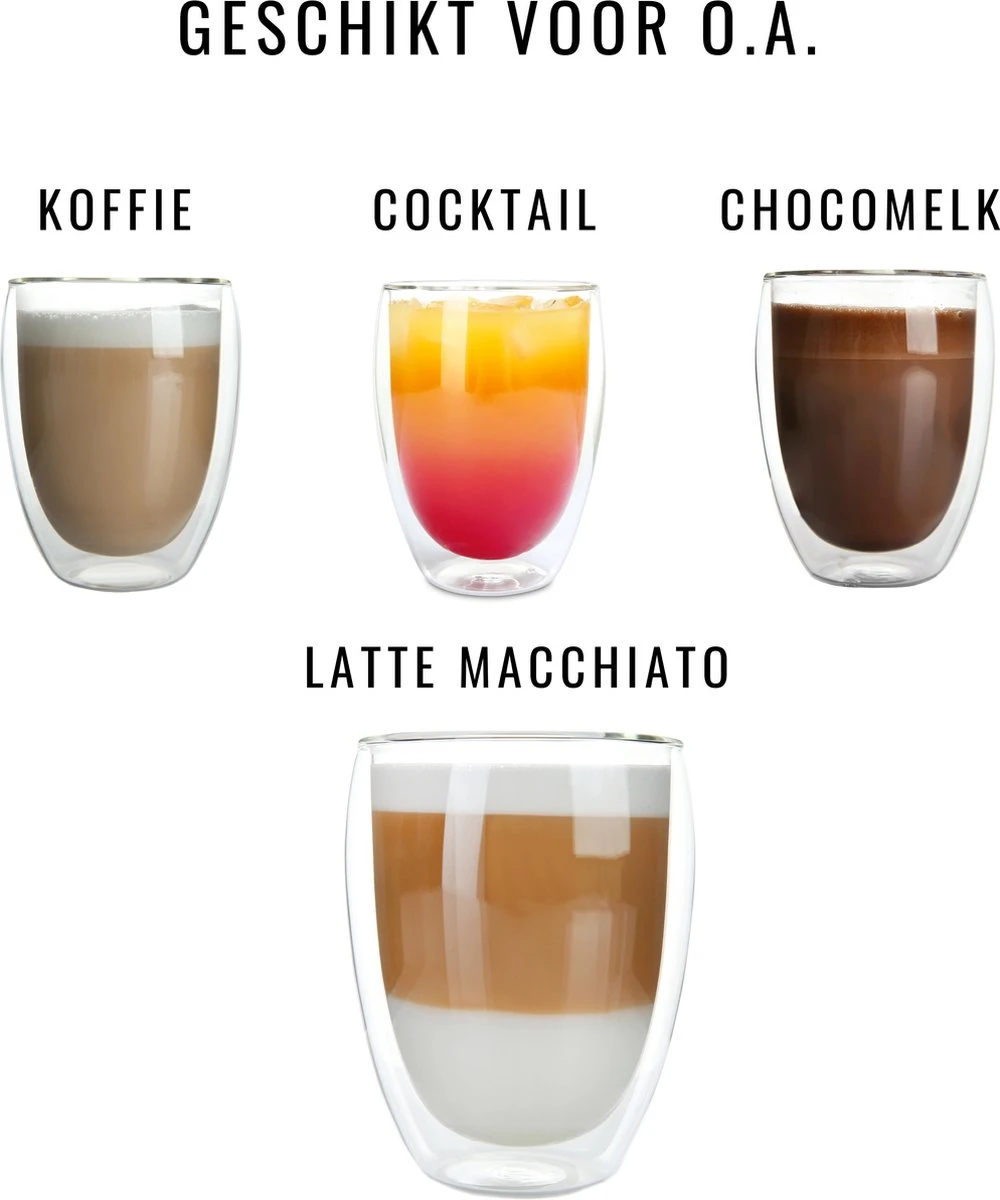 Latte Macchiato Glazen - Dubbelwandige Koffieglazen - Theeglazen - Cappuccino Glazen- 2 Stuks - 300ML 1 Latte Macchiato Glazen - Dubbelwandige Koffieglazen - Theeglazen - Cappuccino Glazen- 2 Stuks - 300ML