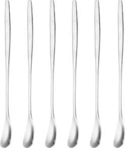 House Of Husk Latte Macchiato Lepels Set - Lange Theelepels - Koffielepels - Longdrinklepels - Barlepel - RVS - 6 Stuks - 17CM - Zilver