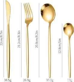 Merkloos Bestekset - 24 Delig Bestekset - 6 Personen - Rood/Goud - Tafellepels/Tafelmessen/Tafelvorken/Koffielepels - Roestvrij Staal -Aanbiedingen Keukengerei Winkel 1072x1200