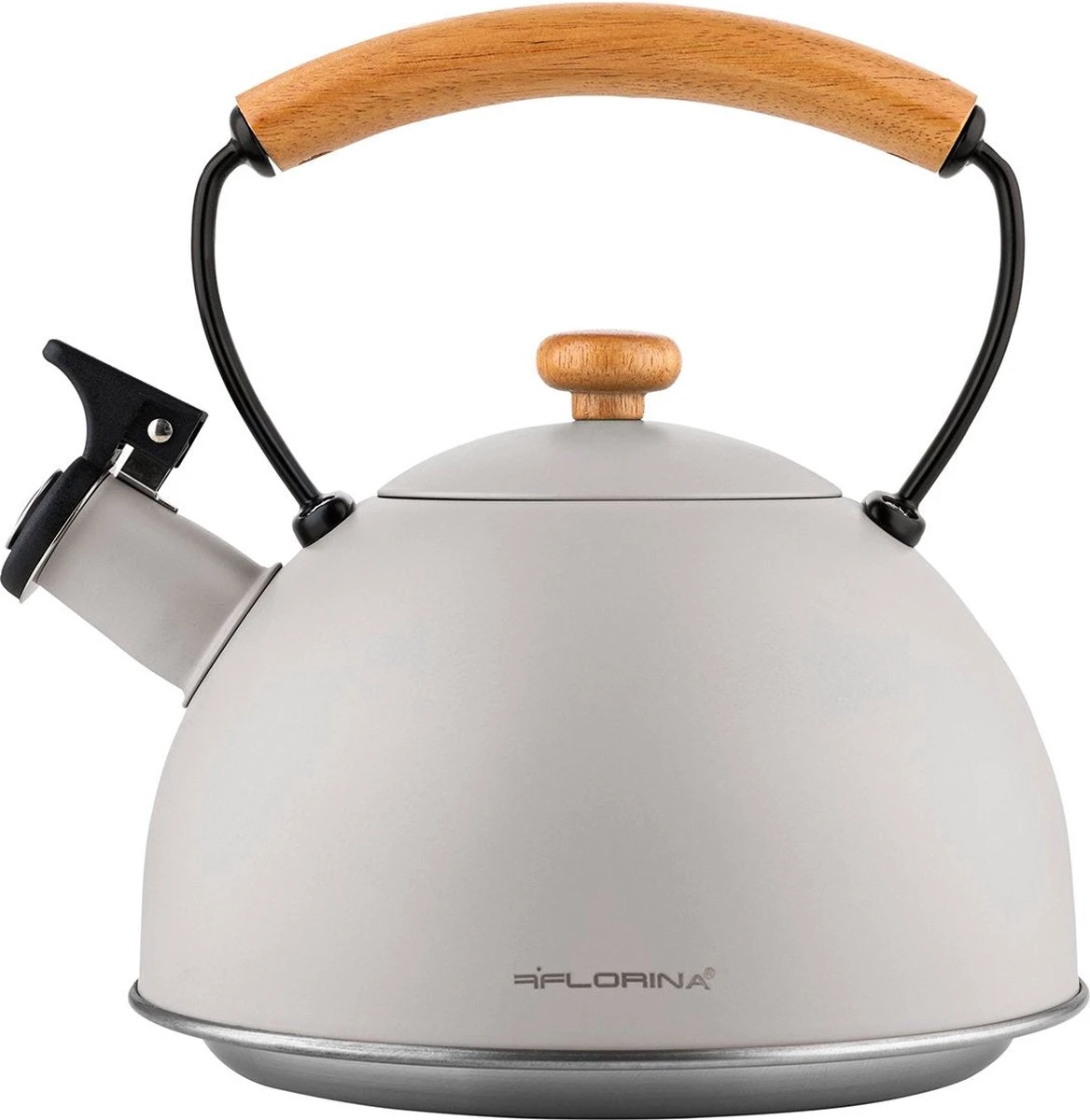 Florina Natura Line Fluitketel RVS Mat Grijs 2.3 Liter - Geschikt Voor Alle Warmtebronnen - Scandinavische Stijl - Massief Houten Handvat 1 Florina Natura Line Fluitketel RVS Mat Grijs 2.3 Liter - Geschikt Voor Alle Warmtebronnen - Scandinavische Stijl - Massief Houten Handvat