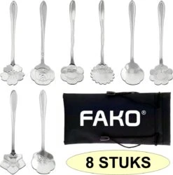 Fako Bijoux® - Bloemen Lepels Set - Theelepel / Koffielepel - 12cm - Zilver - 8 Stuks -Aanbiedingen Keukengerei Winkel 1187x1200