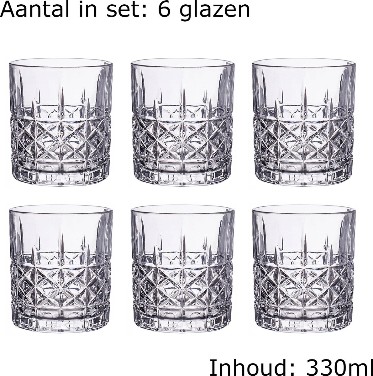 Luxe Drinkglazen - Whiskey Glazen - Cocktail Glazen - Cocktailglazen - Waterglazen - 330ML - 6 Stuks 4 Luxe Drinkglazen - Whiskey Glazen - Cocktail Glazen - Cocktailglazen - Waterglazen - 330ML - 6 Stuks - Afbeelding 4