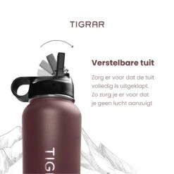 Tigrar - Waterfles Met Rietje - Drinkfles 1 Liter - Thermosfles - RVS - Rood - Incl. Extra Dop, 3 Rietjes En Reiniger -Aanbiedingen Keukengerei Winkel 1198x1200 18