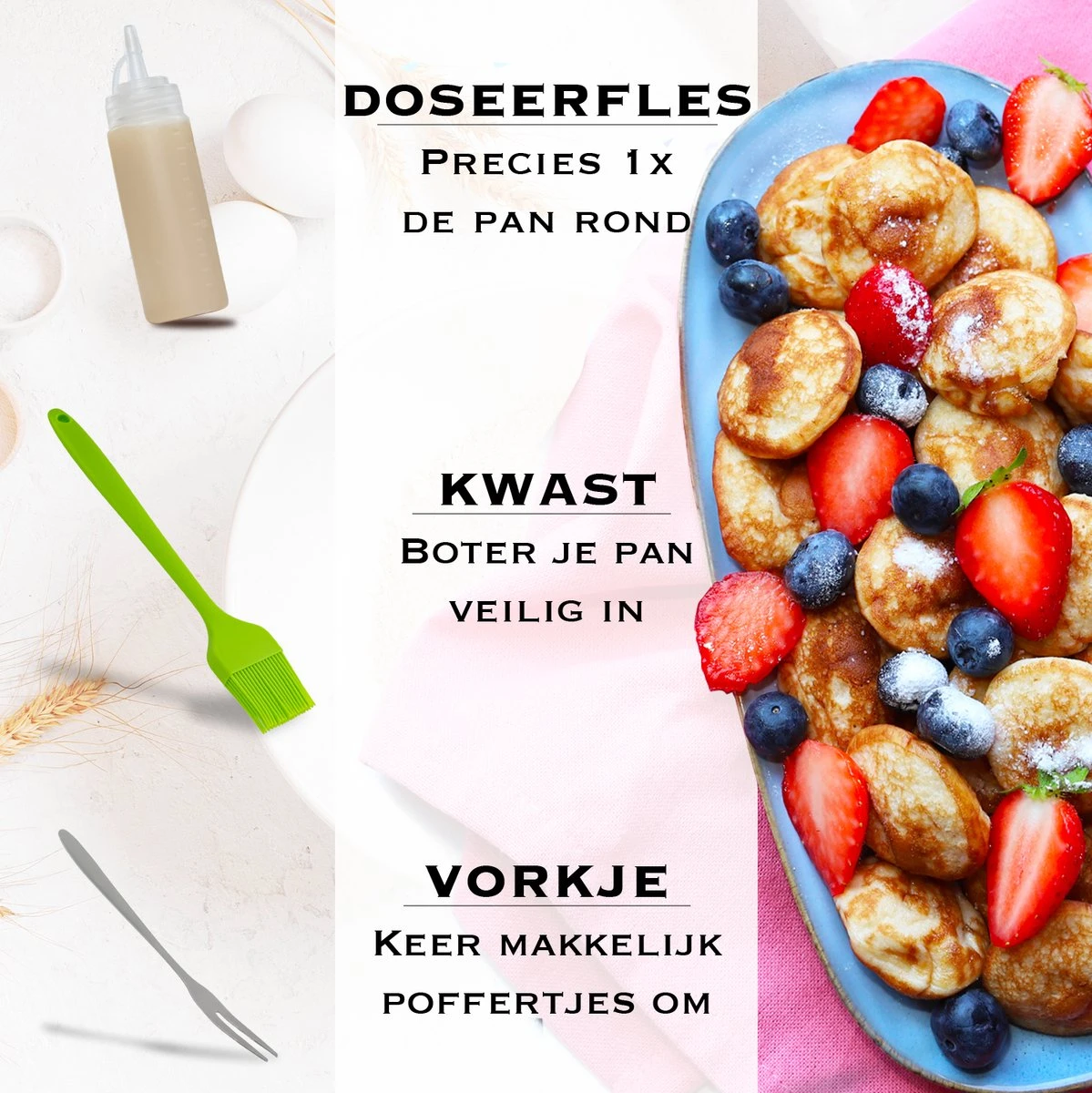 IRONO Poffertjespan Set - Incl. Doseerfles, Kwast En Vork - Poffertjespan Inductie En Electrisch - Poffertjesmaker 19 Poffertjes - Poffertjes Maken - Spuitfles - Cadeau Voor Mannen En Vrouwen 4 IRONO Poffertjespan Set - Incl. Doseerfles, Kwast En Vork - Poffertjespan Inductie En Electrisch - Poffertjesmaker 19 Poffertjes - Poffertjes Maken - Spuitfles - Cadeau Voor Mannen En Vrouwen - Afbeelding 4