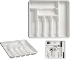 Kunststof Bestekbak/bestekhouder 7-vaks Wit 42 X 39 Cm - Keukenlade/besteklade Inzetbakken -Aanbiedingen Keukengerei Winkel 1200x1001