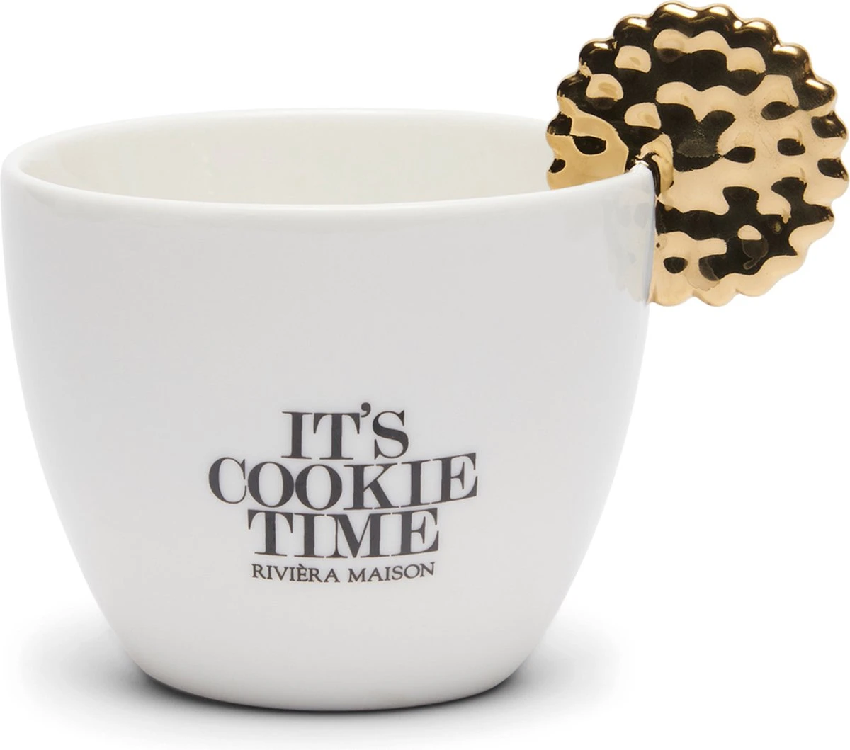 Riviera Maison Koffiemok, Mok/ Kopje Met Goud Detail - It's Cookie Time Mug - Wit - Porselein - 300 ML - 1 Stuk 1 Riviera Maison Koffiemok, Mok/ Kopje Met Goud Detail - It's Cookie Time Mug - Wit - Porselein - 300 ML - 1 Stuk