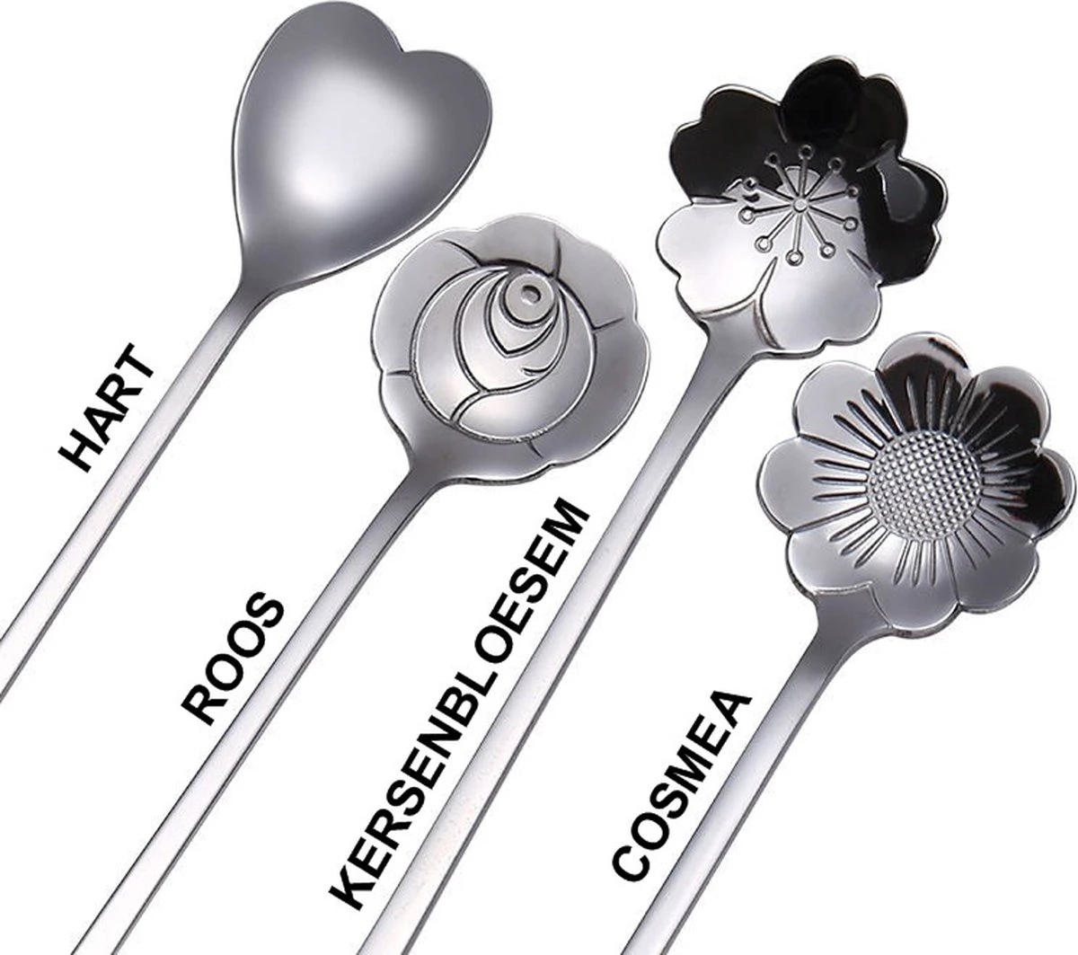 Fako Bijoux® - 8 Lange Lepels Bloem Motief - Latte Macchiato - Longdrink - Cocktail - Dessert - IJs - Koffie - Zilver - 8 Stuks - Bewaarzakje 3 Fako Bijoux® - 8 Lange Lepels Bloem Motief - Latte Macchiato - Longdrink - Cocktail - Dessert - IJs - Koffie - Zilver - 8 Stuks - Bewaarzakje - Afbeelding 3