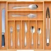 Merkloos Decopatent® Uitschuifbaar Bestekbak - Besteklade - 7 Vaks -> Uitschuifbaar Naar 9 Vakken - Bestekbakken Organizer - Bamboe - Hout