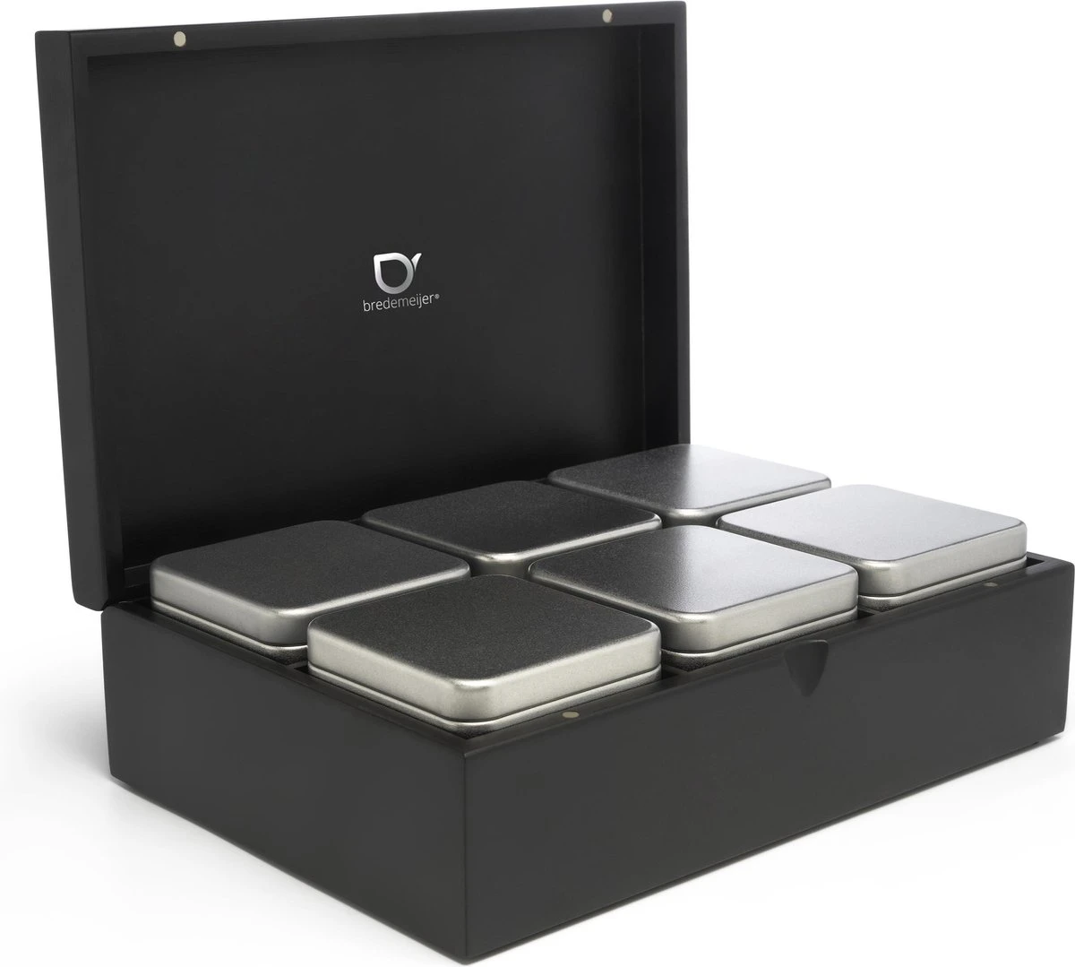 Bredemeijer - Theedoos 6 Blikjes Zwart 1 Bredemeijer - Theedoos 6 Blikjes Zwart