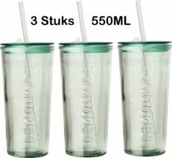 Drinkglas Met Rietje En Deksel – 550ml – 3 Stuks -Aanbiedingen Keukengerei Winkel 1200x1101 3