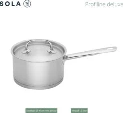 Sola Steelpan Profiline Deluxe - Ø 16 Cm - Zilver - RVS - Sandwichbodem -Aanbiedingen Keukengerei Winkel 1200x1108 2