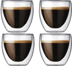 Dubbelwandige Koffieglazen - Set Van 4 - Dubbelwandige Glazen - Theeglazen - 160ML - 160 ML - Cappuccino - Thee - Espresso - Caffè Lungo - Ook Geschikt Voor Krups, Senseo & Nespresso