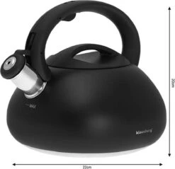 Fluitketel Waterkoker Mat Zwart 2.7 L ‘’Black Amethyst‘’ RVS – Inductie - Vatwasser -Aanbiedingen Keukengerei Winkel 1200x1161 3