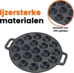 Kicinn Poffertjespan - Poffertjesmaker - Poffertjespan Inductie - Ø 24 Cm - 19 Poffertjes - Inclusief Handvaten -Aanbiedingen Keukengerei Winkel 1200x1177