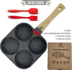 W&Z® Pannenkoekenpan Inductie - Pancake Pan - Omeletpan - Omeletmaker -Eierpan- Anti Aanbak - 4 Vakjes -Aanbiedingen Keukengerei Winkel 1200x1179 1