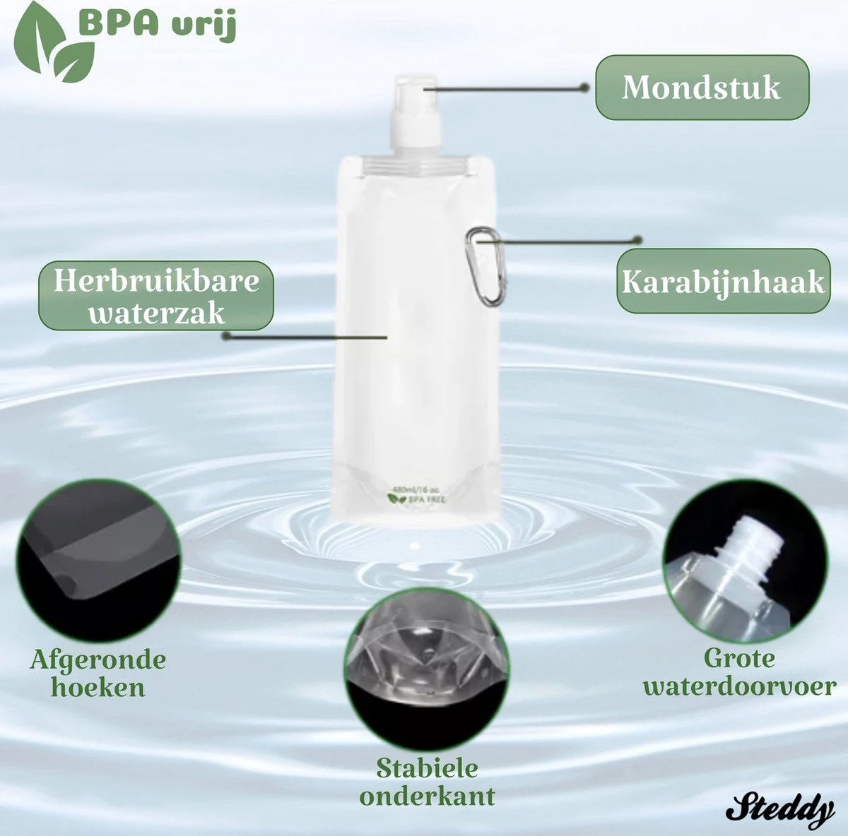 Waterfilter Survival Steddy Pro - Zuiver Gratis Drinkwater - Waterfles Waterzuivering - Waterfilter Kraan - Outdoor - FILTER 4000 LITER! 9 Waterfilter Survival Steddy Pro - Zuiver Gratis Drinkwater - Waterfles Waterzuivering - Waterfilter Kraan - Outdoor - FILTER 4000 LITER! - Afbeelding 9