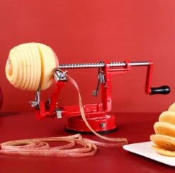 3-In-1 Appelmachine Rood - Appelboor, Appelschiller En Appelsnijder - Fruitsnijder - Groentesnijder - Klokhuis Verwijderaar - Fruitmachine - Keukenapparaat -Aanbiedingen Keukengerei Winkel 1200x1192