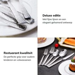 Deleca 6 Persoons Bestekset Deluxe (30-delig) - Vorken, Lepels En Messen - Vaatwasserbestendig - Gehamerd - Zilver / RVS -Aanbiedingen Keukengerei Winkel 1200x1200 100