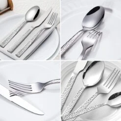 Deleca 6 Persoons Bestekset Deluxe (30-delig) - Vorken, Lepels En Messen - Vaatwasserbestendig - Gehamerd - Zilver / RVS -Aanbiedingen Keukengerei Winkel 1200x1200 101