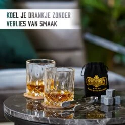 Whisiskey Luxe Whiskey Set - Incl. 2 Whiskey Glazen, 8 Whiskey Stones, 2 Onderzetters, Fluwelen Opbergzak, Opbergbox - Whisky Geschenkdoos - Glas - Herbruikbare IJsblokjes - Cadeau Voor Man & Vrouw -Aanbiedingen Keukengerei Winkel 1200x1200 1121