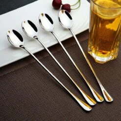 Somstyle Lange Lepels Set 19.5 CM Geschikt Voor Dessert, Latte Macchiato, Yoghurt, Cocktail Of Koffie - 6 Stuks - RVS - Zilver -Aanbiedingen Keukengerei Winkel 1200x1200 155