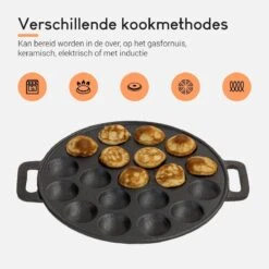 Ocina Poffertjespan– 19 Poffertjes – Poffertjesmaker – Poffertjespan Inductie – Poffertjespan Electrisch – Gietijzeren Pan – Inclusief Warmtebestendige Handvaten– Gratis Receptenboek -Aanbiedingen Keukengerei Winkel 1200x1200 410
