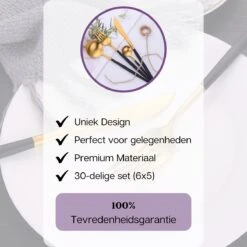 LuZana - Bestek Set Goud - 30-delig - Bestekset 6 Persoons - Goud/zwart - Bestek - Borden - Bestekset Zwart -Aanbiedingen Keukengerei Winkel 1200x1200 45