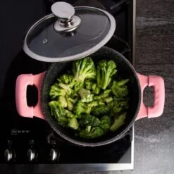 Royalty Line Inductie Pannenset - Luxe 14-delige Pannenset Marmeren Coating - Pannen Met Afneembare Handvaten - Oven-Ready - PFAS-Vrij - Voor Alle Warmtebronnen - Afneembare Koudgrepen - Antiaanbaklaag - Koekenpan Met Glazen Deksels - Roze -Aanbiedingen Keukengerei Winkel 1200x1200 457