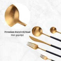 LuZana - Bestek Set Goud - 30-delig - Bestekset 6 Persoons - Goud/zwart - Bestek - Borden - Bestekset Zwart -Aanbiedingen Keukengerei Winkel 1200x1200 46