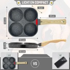 W&Z® Pannenkoekenpan Inductie - Pancake Pan - Omeletpan - Omeletmaker -Eierpan- Anti Aanbak - 4 Vakjes -Aanbiedingen Keukengerei Winkel 1200x1200 474