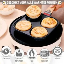 W&Z® Pannenkoekenpan Inductie - Pancake Pan - Omeletpan - Omeletmaker -Eierpan- Anti Aanbak - 4 Vakjes -Aanbiedingen Keukengerei Winkel 1200x1200 477