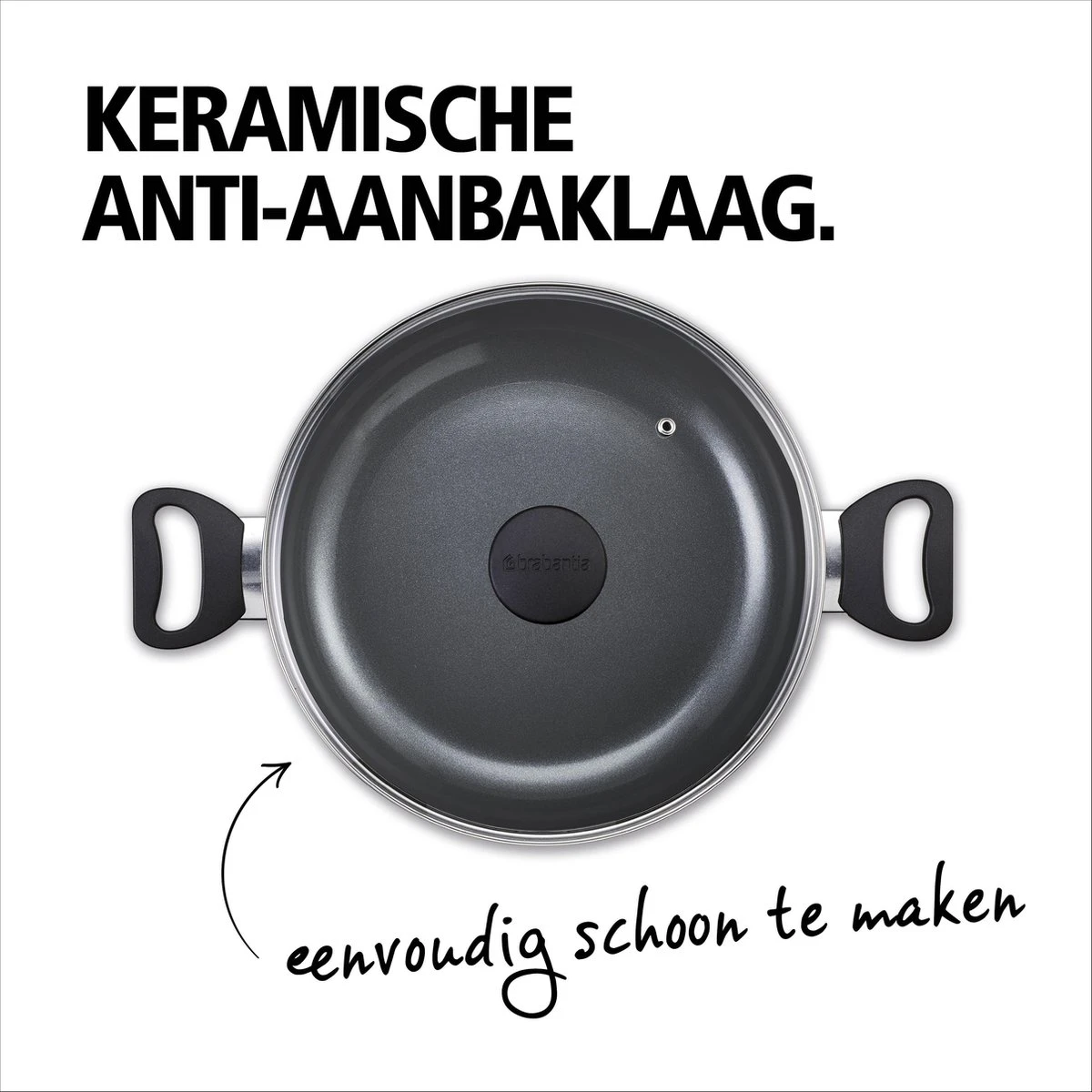 BRABANTIA INDU+ Hapjespan - Keramische Antiaanbaklaag - Met Deksel - Ø 28 Cm - Inductie - Pfas Vrij 4 BRABANTIA INDU+ Hapjespan - Keramische Antiaanbaklaag - Met Deksel - Ø 28 Cm - Inductie - Pfas Vrij - Afbeelding 4