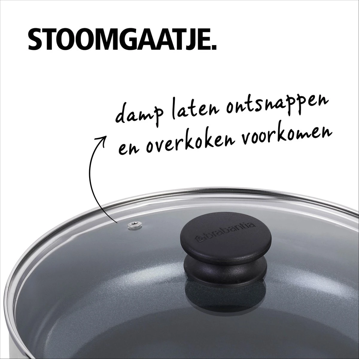 BRABANTIA INDU+ Hapjespan - Keramische Antiaanbaklaag - Met Deksel - Ø 28 Cm - Inductie - Pfas Vrij 7 BRABANTIA INDU+ Hapjespan - Keramische Antiaanbaklaag - Met Deksel - Ø 28 Cm - Inductie - Pfas Vrij - Afbeelding 7