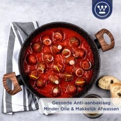 Westinghouse Hapjespan Inductie - Ø 28 Cm - Zwart Marmer Wood - Speciale Editie - Met Deksel - Geschikt Voor Alle Warmtebronnen -Aanbiedingen Keukengerei Winkel 1200x1200 537