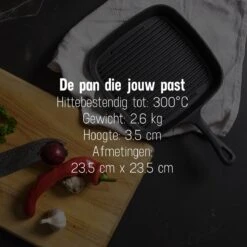Daumonet Auguste Noir Gietijzeren Grillpan - Steakpan Zwart - PFAS & PFOA Vrij - Vierkant Met Schenktuit - 23,5 Cm - 2 Liter - Emaille - Alle Warmtebronnen - Elektrisch - Gas - Halogeen - Inductie - Keramisch -Aanbiedingen Keukengerei Winkel 1200x1200 597