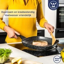 Westinghouse Grillpan - Ø 28 Cm - Zwart Marmer - Geschikt Voor Alle Warmtebronnen Inclusief Inductie - Steakpan Met Antiaanbaklaag- Aluminium -Aanbiedingen Keukengerei Winkel 1200x1200 600