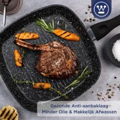 Westinghouse Grillpan - Ø 28 Cm - Zwart Marmer - Geschikt Voor Alle Warmtebronnen Inclusief Inductie - Steakpan Met Antiaanbaklaag- Aluminium -Aanbiedingen Keukengerei Winkel 1200x1200 601