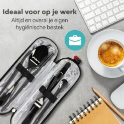 Damster Reisbestek - Verbeterde Versie - Meeneem Bestek Rvs - Reis Bestekset To Go - Incl. Herbruikbare Rietjes - Eenpersoons - Achtdelig - Zwart -Aanbiedingen Keukengerei Winkel 1200x1200 66