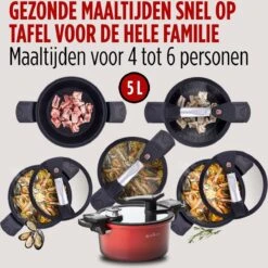 Rosmarino - Snelkookpan Met Glazen Deksel - Zwart - Ø24cm - 5 Liter - 100% PFAS & PFOA Vrij - Aluminium - Pressure Cooker - Non-stick Minerale Coating - Ergonomische Handgrepen - Geschikt Voor Alle Warmtebronnen -Aanbiedingen Keukengerei Winkel 1200x1200 696