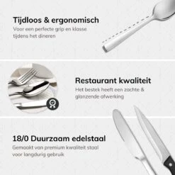 Deleca 8 Persoons Bestekset (48-delig) - Lepels, Messen, Vorken & Steakmessen - Vaatwasserbestendig - Zilver / RVS -Aanbiedingen Keukengerei Winkel 1200x1200 74
