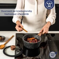 Westinghouse Steelpan Inductie - Ø 20 Cm - Zwart Marmer - Speciale Editie -Aanbiedingen Keukengerei Winkel 1200x1200 791
