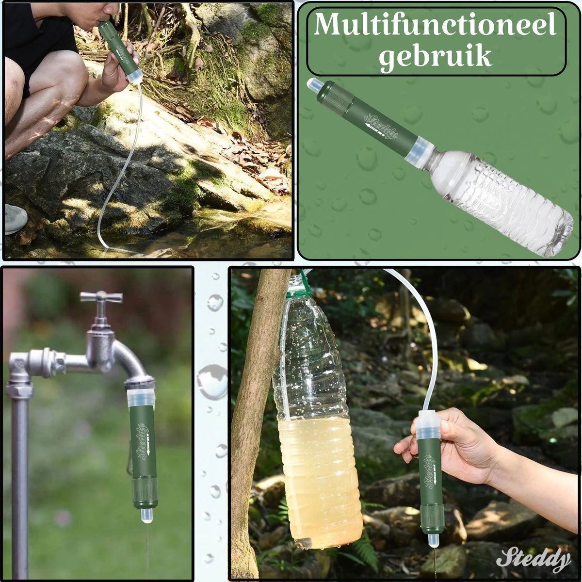 Waterfilter Survival Steddy Pro - Zuiver Gratis Drinkwater - Waterfles Waterzuivering - Waterfilter Kraan - Outdoor - FILTER 4000 LITER! 4 Waterfilter Survival Steddy Pro - Zuiver Gratis Drinkwater - Waterfles Waterzuivering - Waterfilter Kraan - Outdoor - FILTER 4000 LITER! - Afbeelding 4