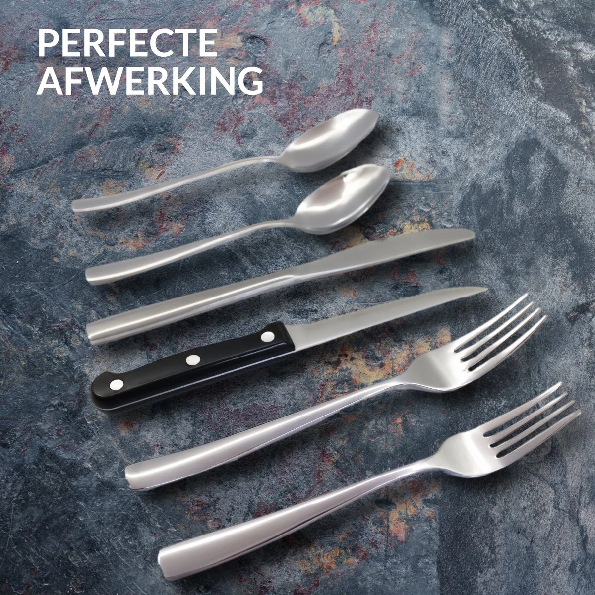 Master Knives 6 Persoons Bestekset (36-delig) - Lepels, Messen, Vorken & Steakmessen - Vaatwasserbestendig - Zilver / RVS 6 Master Knives 6 Persoons Bestekset (36-delig) - Lepels, Messen, Vorken & Steakmessen - Vaatwasserbestendig - Zilver / RVS - Afbeelding 6