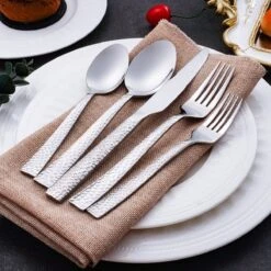 Deleca 6 Persoons Bestekset Deluxe (30-delig) - Vorken, Lepels En Messen - Vaatwasserbestendig - Gehamerd - Zilver / RVS -Aanbiedingen Keukengerei Winkel 1200x1200 98