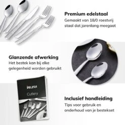 Deleca 6 Persoons Bestekset Deluxe (30-delig) - Vorken, Lepels En Messen - Vaatwasserbestendig - Gehamerd - Zilver / RVS -Aanbiedingen Keukengerei Winkel 1200x1200 99