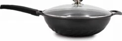 Cheffinger Wokpan Met Deksel - 32cm - Zwart - Pan - Keukenaccessoires -Aanbiedingen Keukengerei Winkel 1200x408