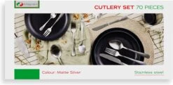 Magani - Zilveren Bestekset - Roestvrij Staal - 70-delig - Voor Acht Personen - PVD Coating -Aanbiedingen Keukengerei Winkel 1200x590