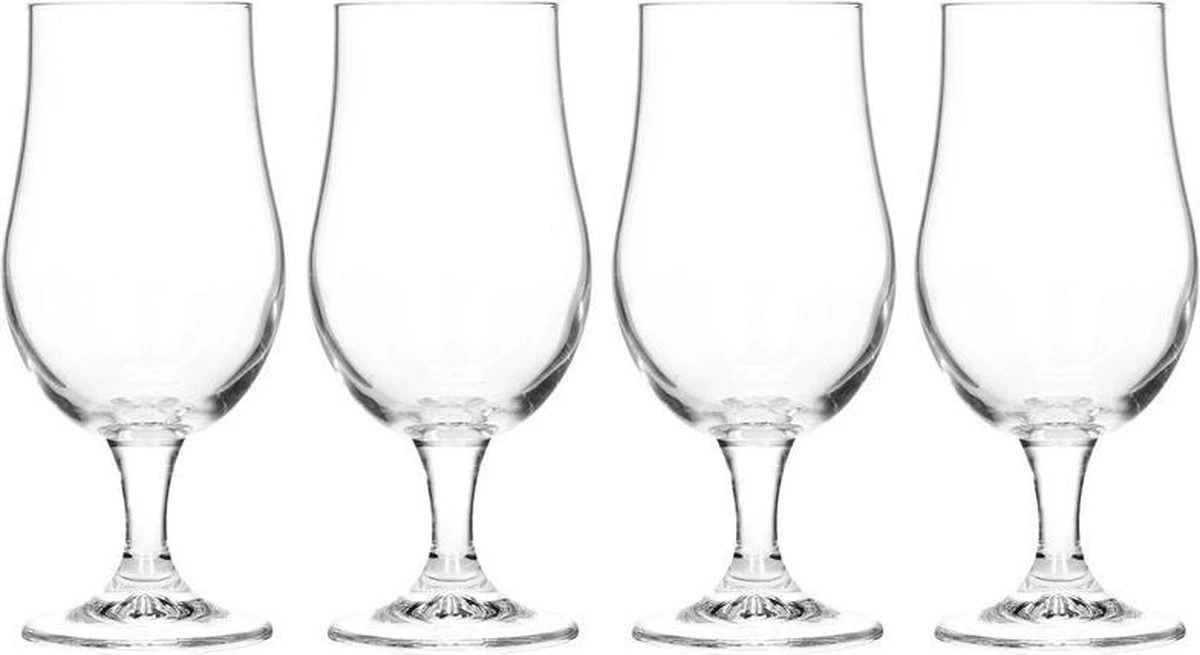 Merkloos 8x Bierglazen Op Voet 370 Ml - Speciaalbier Glazen 18 Cm Hoog