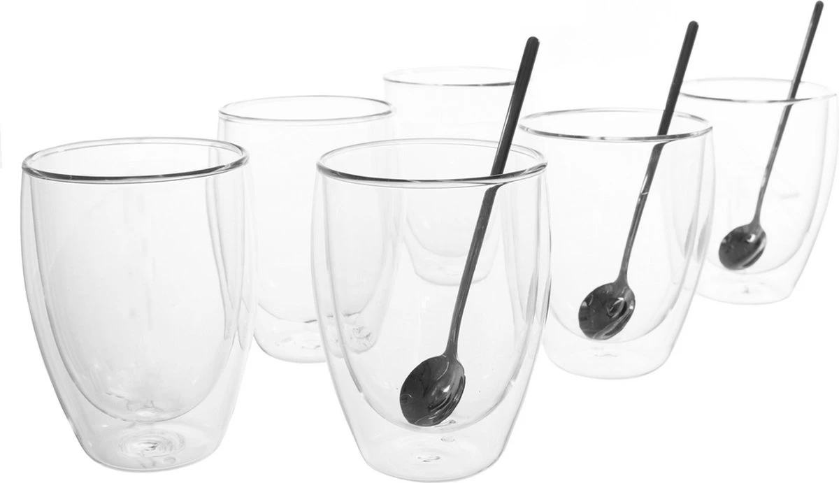Vaja® Koffieglazen Set – Theeglazen Met Lepel – 350 Ml- Dubbelwandig - Cappuccino Glazen – Latte Macchiato Glazen - Theeglas 6 Stuks 10 Vaja® Koffieglazen Set – Theeglazen Met Lepel – 350 Ml- Dubbelwandig - Cappuccino Glazen – Latte Macchiato Glazen - Theeglas 6 Stuks - Afbeelding 10