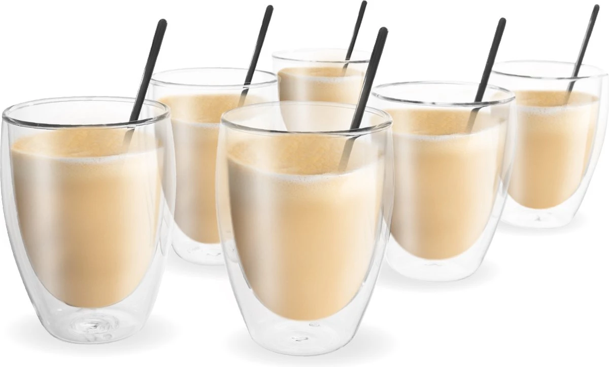 Vaja® Koffieglazen Set – Theeglazen Met Lepel – 350 Ml- Dubbelwandig - Cappuccino Glazen – Latte Macchiato Glazen - Theeglas 6 Stuks 6 Vaja® Koffieglazen Set – Theeglazen Met Lepel – 350 Ml- Dubbelwandig - Cappuccino Glazen – Latte Macchiato Glazen - Theeglas 6 Stuks - Afbeelding 6